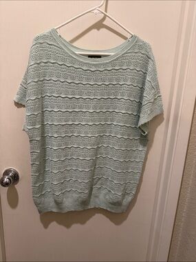 Style & Co. Mint Openwork Short-Sleeve Knit Sweater